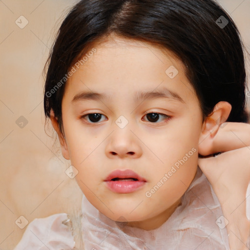 Neutral white child female with medium  brown hair and brown eyes