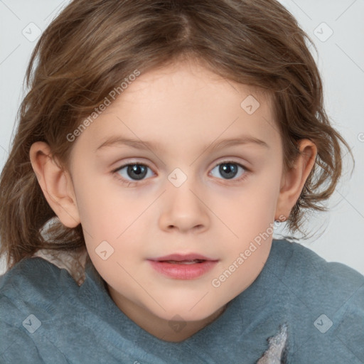 Neutral white child female with medium  brown hair and brown eyes