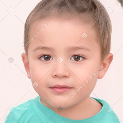 Neutral white child male with short  brown hair and brown eyes