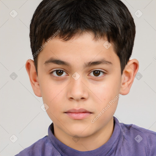 Neutral white child male with short  brown hair and brown eyes