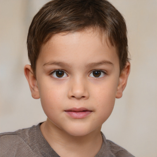 Neutral white child male with short  brown hair and brown eyes