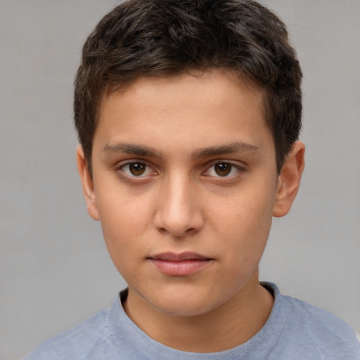 Neutral white child male with short  brown hair and brown eyes