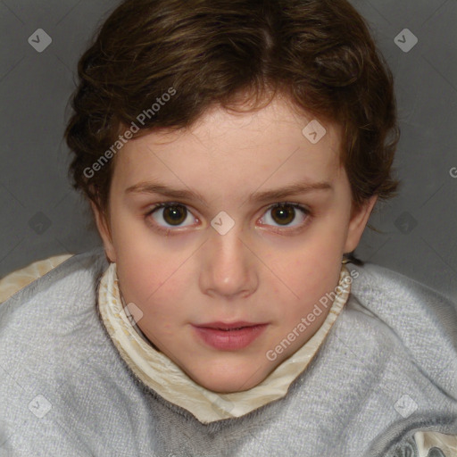 Neutral white child female with short  brown hair and brown eyes