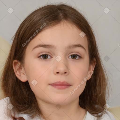 Neutral white child female with medium  brown hair and brown eyes