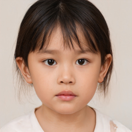 Neutral white child female with medium  brown hair and brown eyes