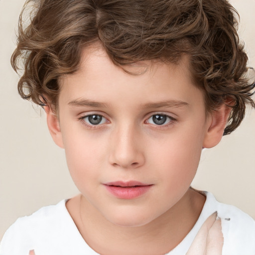 Neutral white child male with short  brown hair and brown eyes