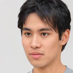 Neutral asian young-adult male with short  brown hair and brown eyes