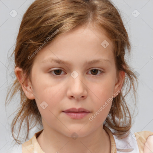 Neutral white child female with medium  brown hair and brown eyes