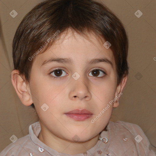 Neutral white child male with short  brown hair and brown eyes