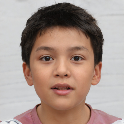 Neutral white child male with short  brown hair and brown eyes
