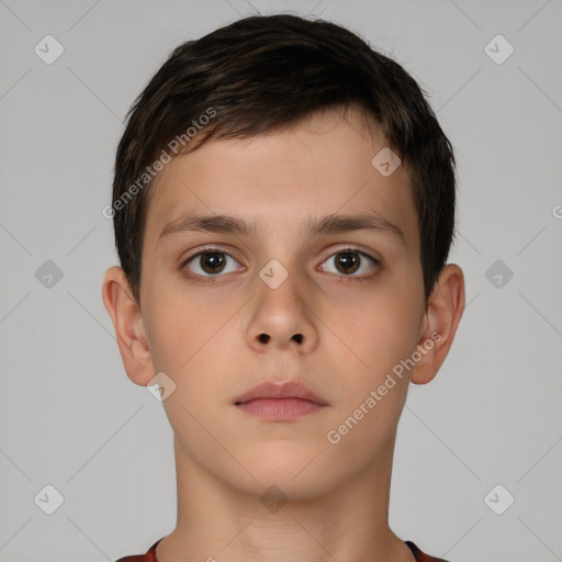 Neutral white child male with short  brown hair and brown eyes