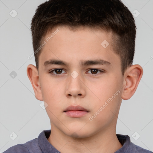 Neutral white child male with short  brown hair and brown eyes