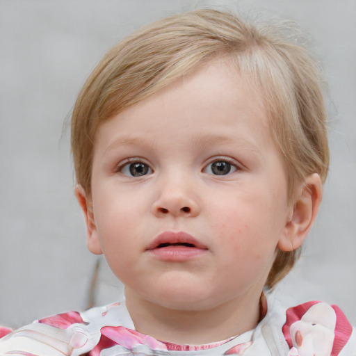 Neutral white child female with medium  brown hair and blue eyes