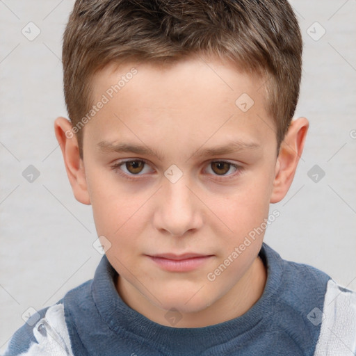 Neutral white child male with short  brown hair and brown eyes