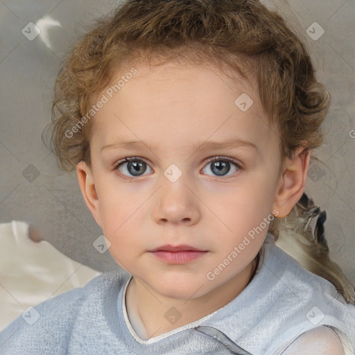 Neutral white child female with short  brown hair and brown eyes