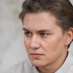 Neutral white adult male with short  brown hair and brown eyes