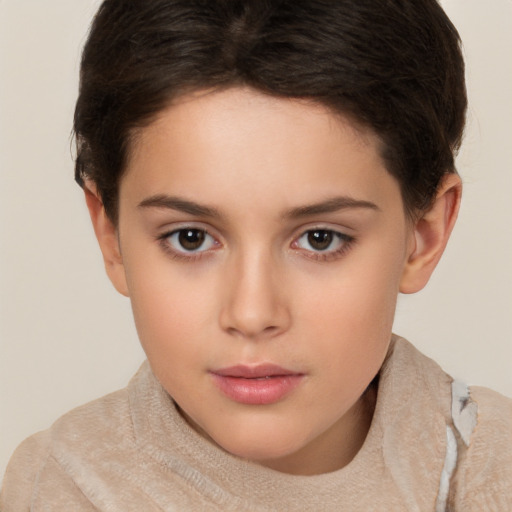 Neutral white young-adult female with short  brown hair and brown eyes