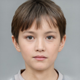 Neutral white child female with short  brown hair and brown eyes