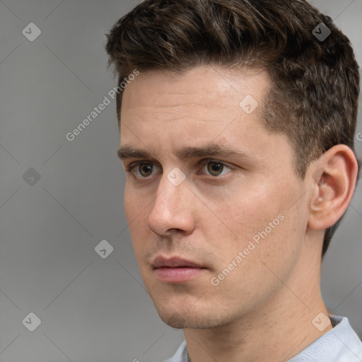 Neutral white adult male with short  brown hair and brown eyes