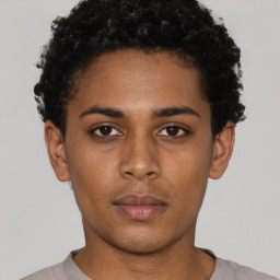 Neutral black young-adult male with short  brown hair and brown eyes