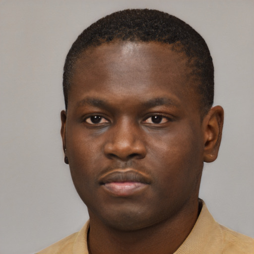 Neutral black young-adult male with short  brown hair and brown eyes
