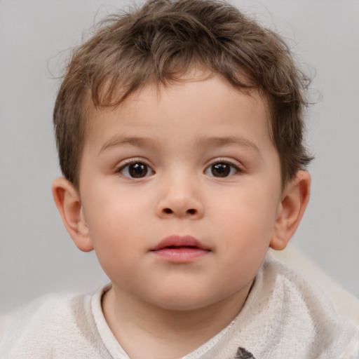 Neutral white child male with short  brown hair and brown eyes