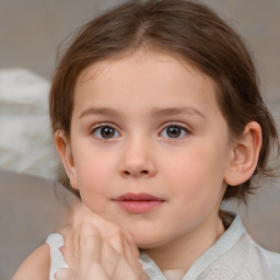 Neutral white child female with medium  brown hair and brown eyes