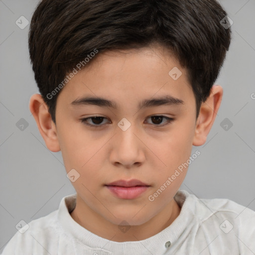 Neutral white child male with short  brown hair and brown eyes