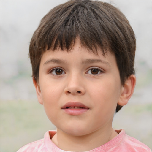 Neutral white child male with short  brown hair and brown eyes