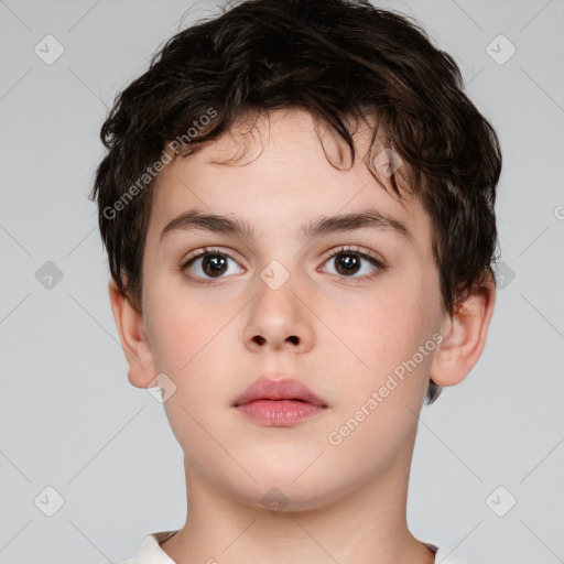 Neutral white child male with short  brown hair and brown eyes