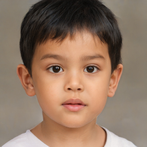 Neutral asian child male with short  brown hair and brown eyes