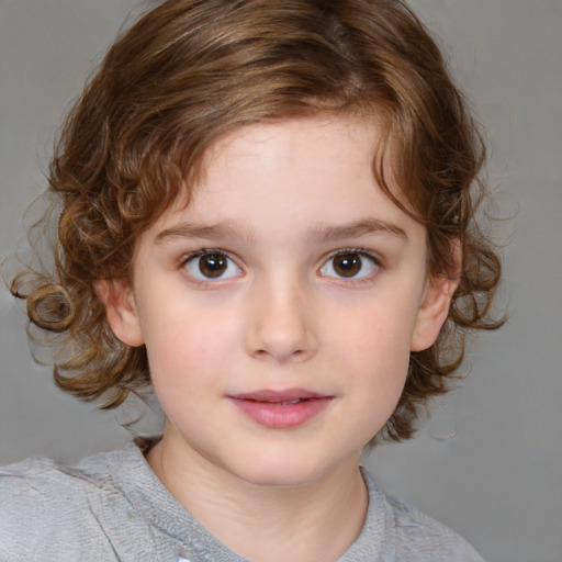 Neutral white child female with medium  brown hair and brown eyes