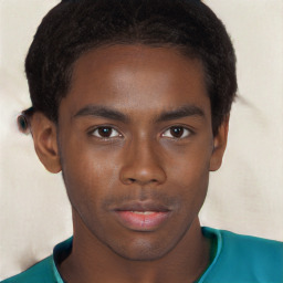 Neutral black young-adult male with short  brown hair and brown eyes