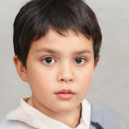 Neutral white child male with short  brown hair and brown eyes