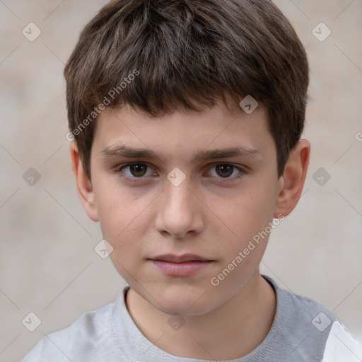 Neutral white child male with short  brown hair and brown eyes