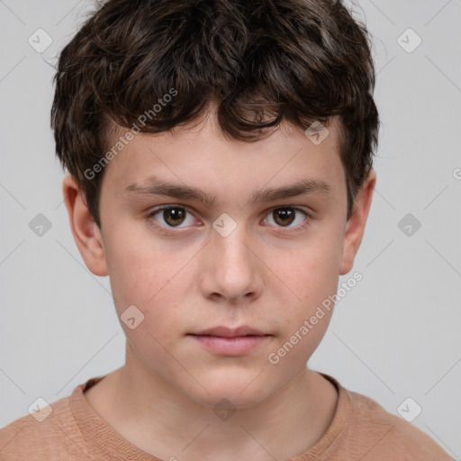 Neutral white child male with short  brown hair and brown eyes