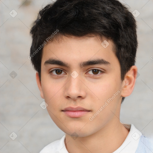 Neutral white child male with short  brown hair and brown eyes