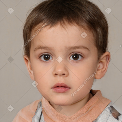 Neutral white child male with short  brown hair and brown eyes