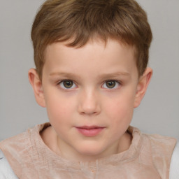 Neutral white child male with short  brown hair and brown eyes