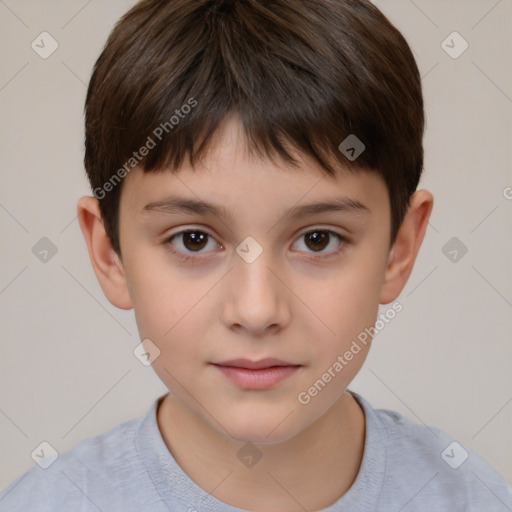 Neutral white child male with short  brown hair and brown eyes