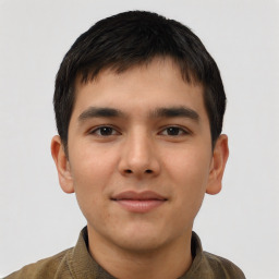 Neutral asian young-adult male with short  brown hair and brown eyes