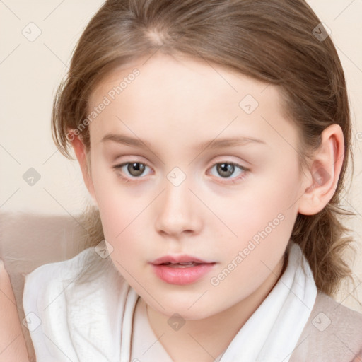 Neutral white child female with medium  brown hair and brown eyes