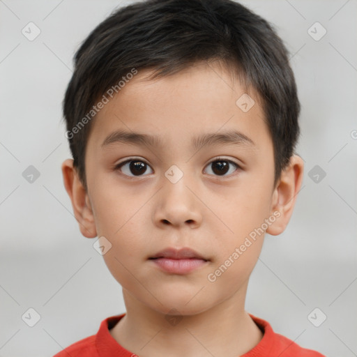 Neutral white child male with short  brown hair and brown eyes