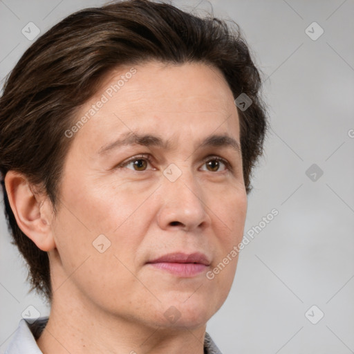 Neutral white adult male with short  brown hair and brown eyes