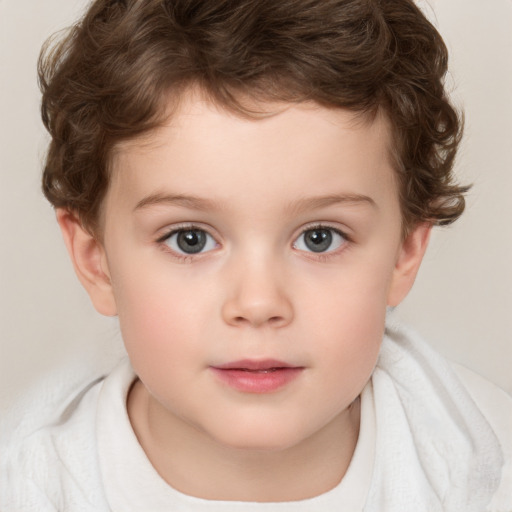 Neutral white child male with short  brown hair and brown eyes