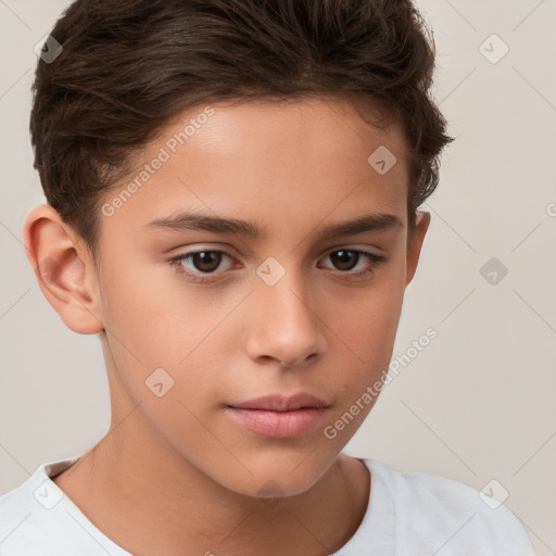 Neutral white child female with short  brown hair and brown eyes