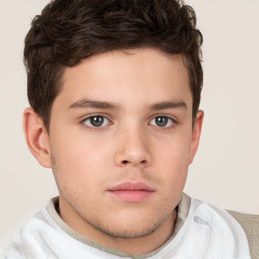 Neutral white child male with short  brown hair and brown eyes