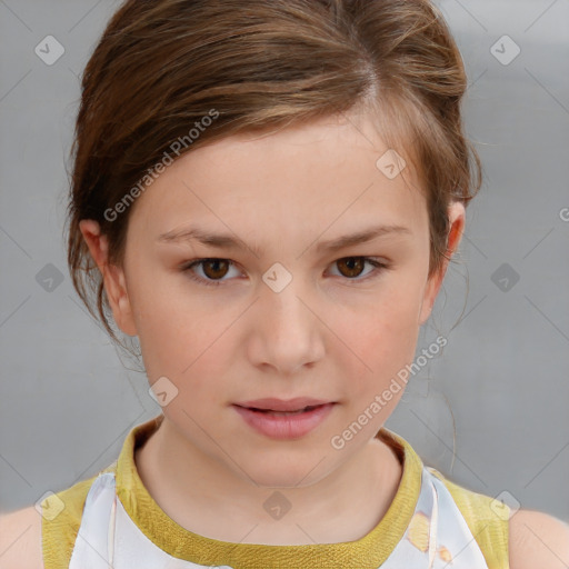 Neutral white child female with medium  brown hair and brown eyes