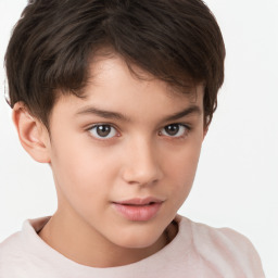 Neutral white child female with short  brown hair and brown eyes