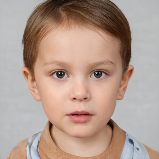 Neutral white child female with short  brown hair and brown eyes